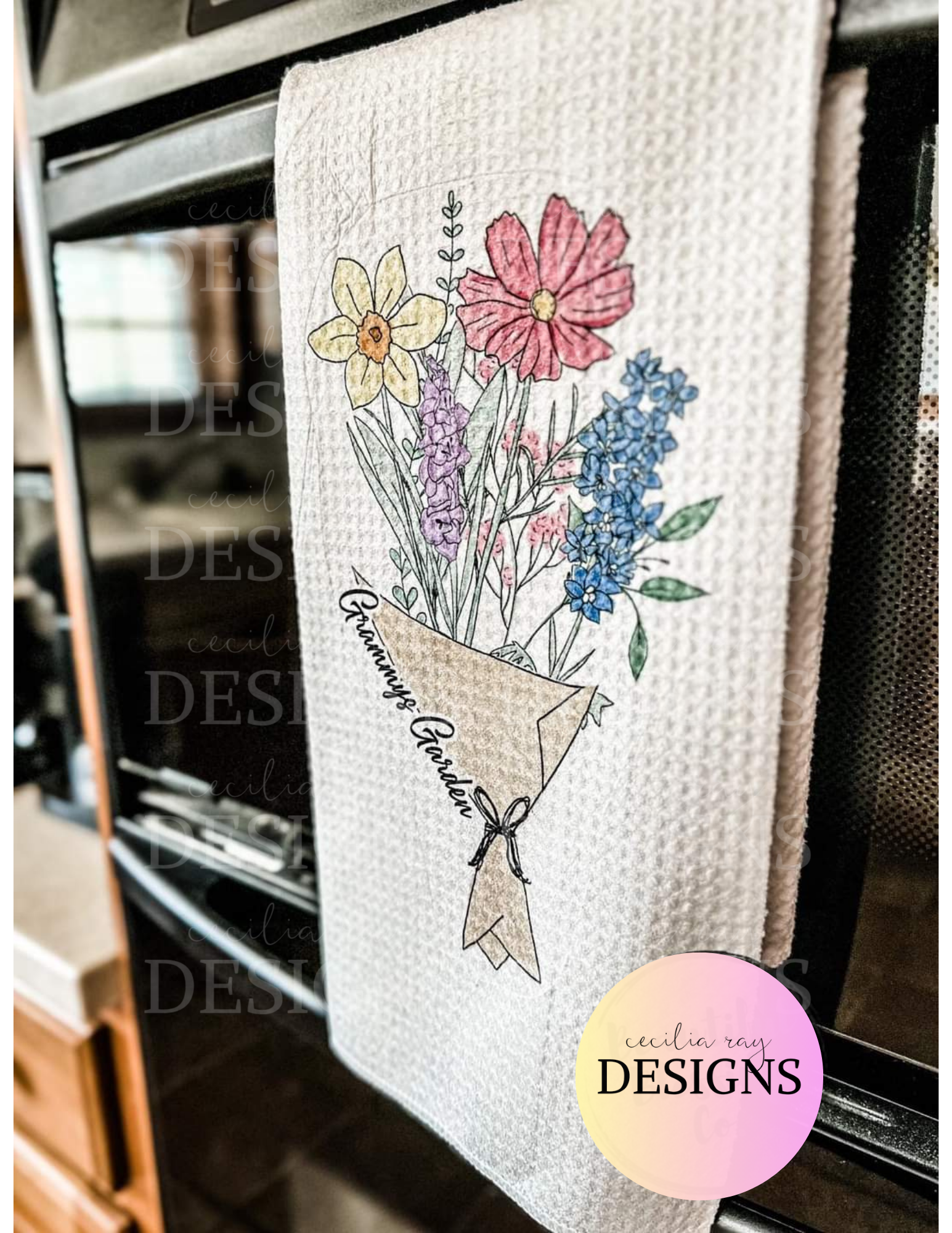 Mason Jar Bouquet Tea Towel